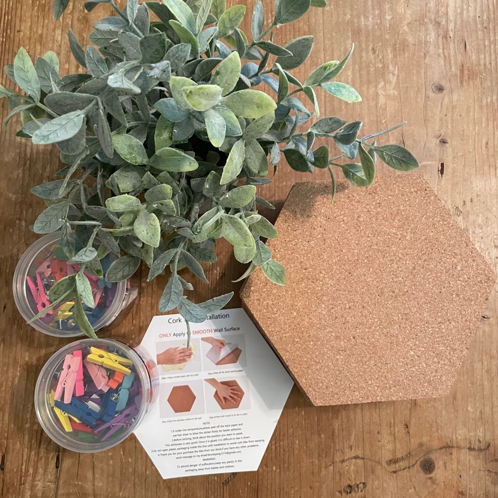 Hexagon Cork Tiles with Push Pins